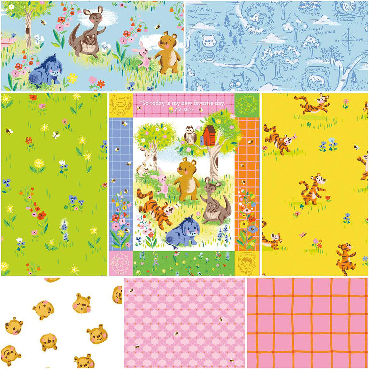 100 Aker Woods by Jill Howarth 1-Yard Bundle Sky 1YD-15170S-8 Bundle