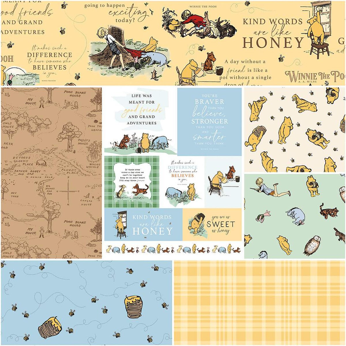 PREORDER ITEM - EXPECTED NOVEMBER 2025: Winnie the Pooh by Echo Park Paper Co 1-Yard Bundle Tan 1YD-17000S-7 Bundle