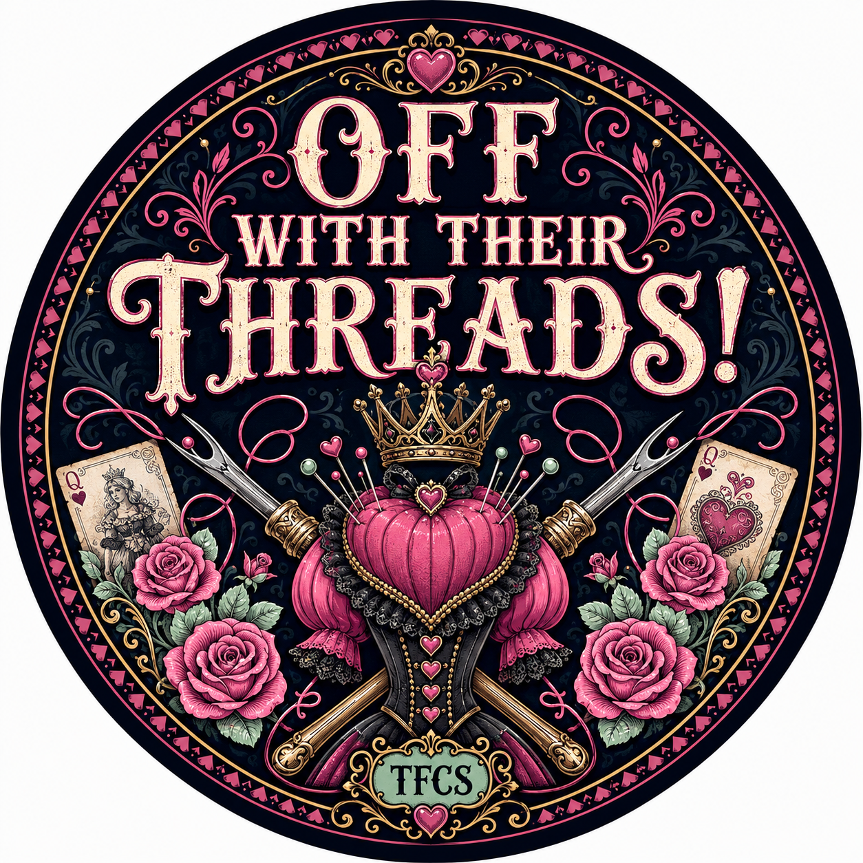 3 Inch Vinyl Gloss Sticker Off with Their Threads Designed by The Fabric Candy Shoppe