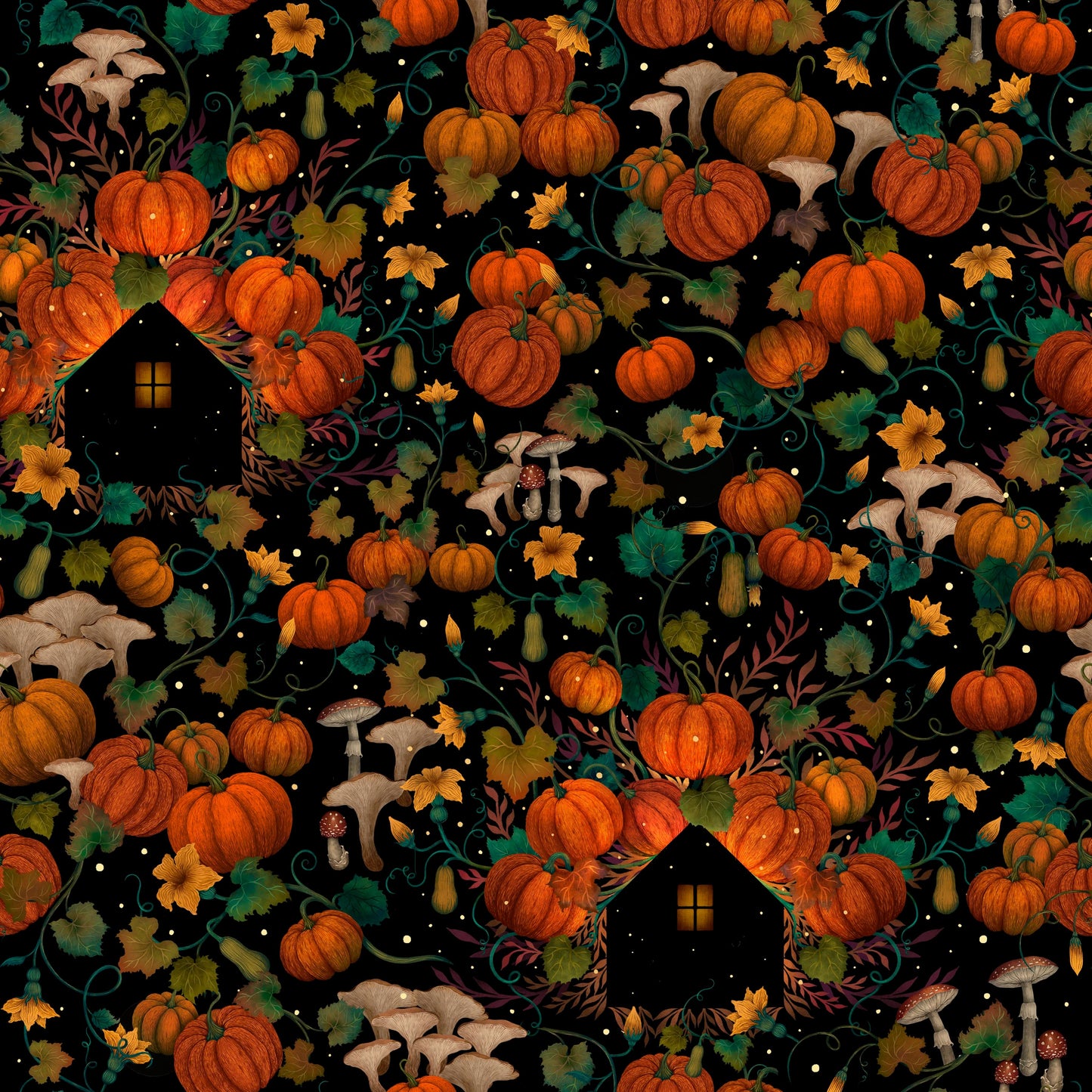 Preorder June 2026: Harvest Haunt Pumpkin House Silhouettes Black 4804-99 by Episodic Drawing