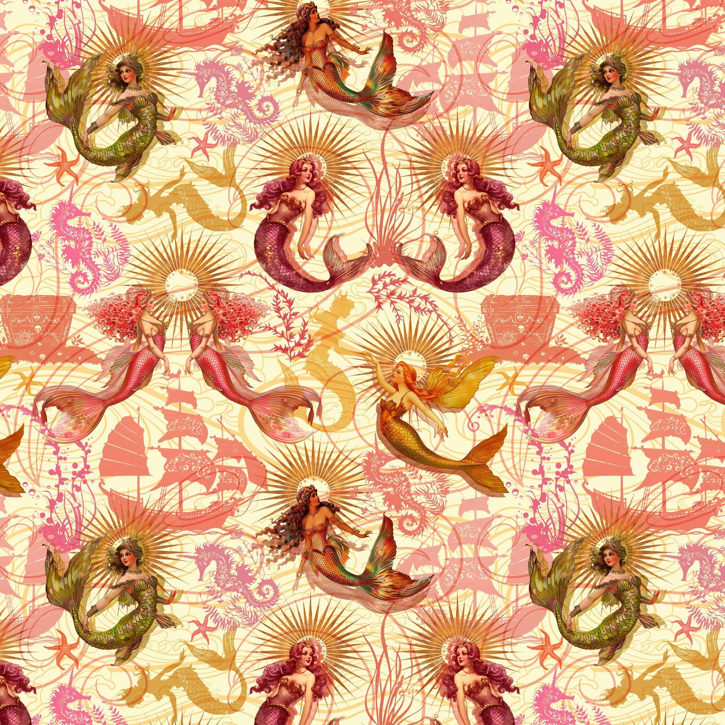 Divine Oceania by Aimee Stewart Oceania Mermaid DDC12607-Butter Cotton Woven Fabric