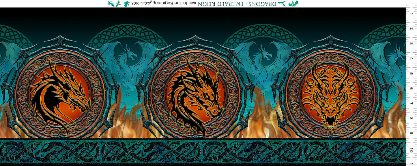 Dragons Emerald Reign Border Multi 22DRG.1 Cotton Woven Fabric