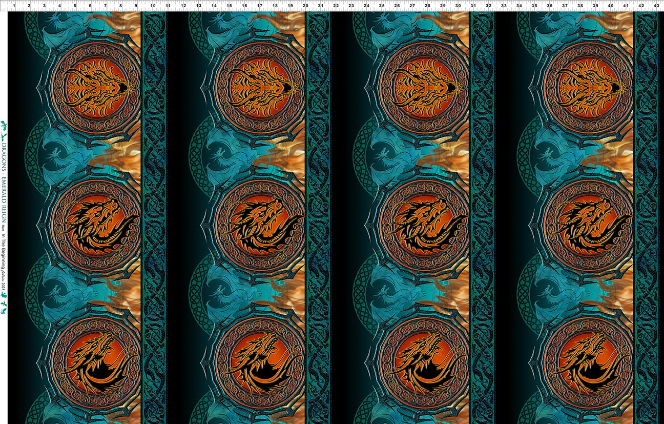 Dragons Emerald Reign Border Multi 22DRG.1 Cotton Woven Fabric