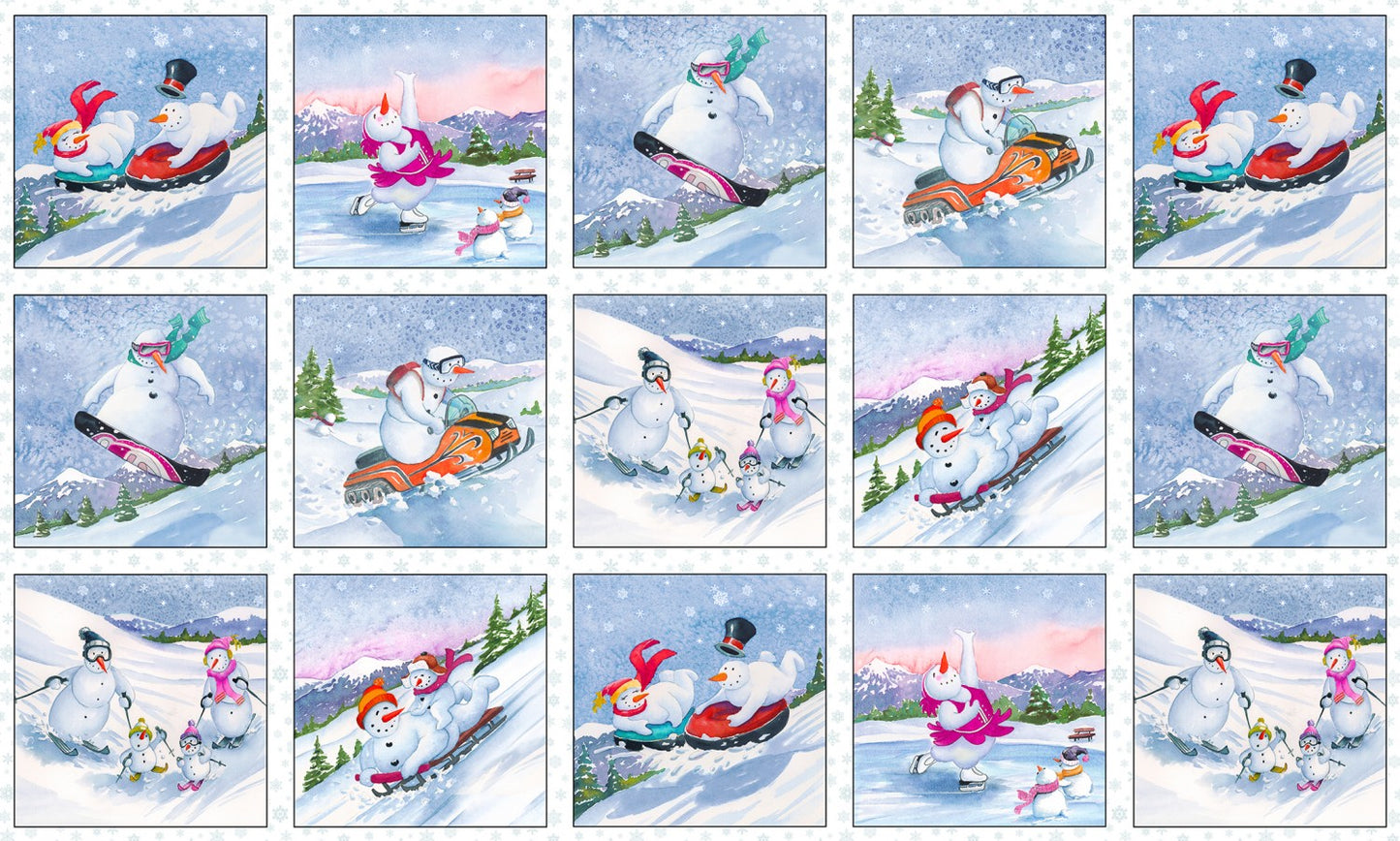 Let it Snow by Tom Steele Jones 24" Panel 7.5" Blocks 3006E-WHITE Cotton Woven Panel