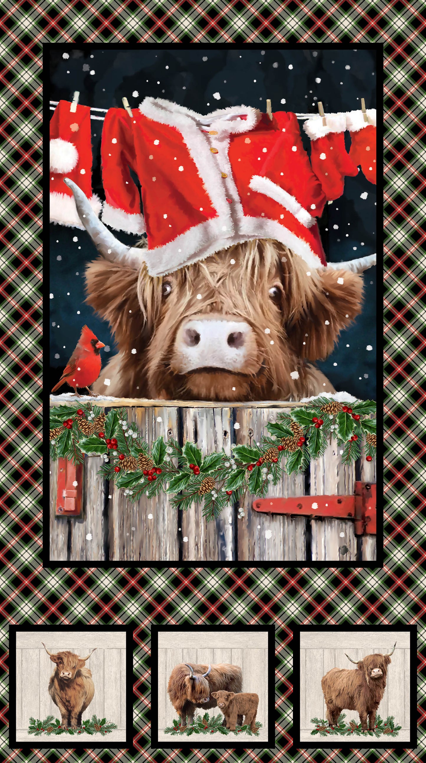 Highland Heart by Jason Kirk 24" Panel  Black / Multi DP28045-99 Cotton Woven Panel