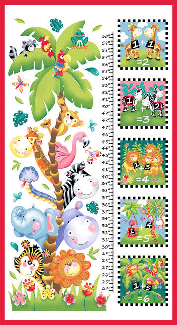 Born to Be Wild by Delphine Cubitt 24" Panel Growth Chart    1844P-186 Cotton Woven Panel