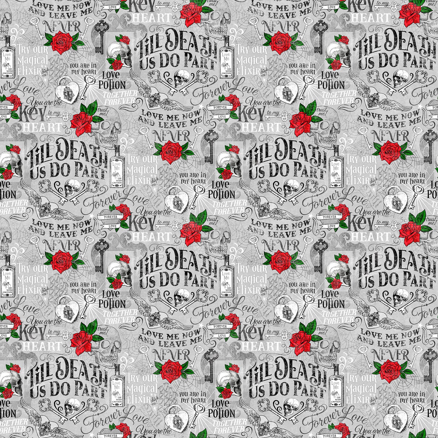 'Till Death Us Do Part by Deborah Edwards Lt Gray/Multi 28115-94 Cotton Woven Fabric
