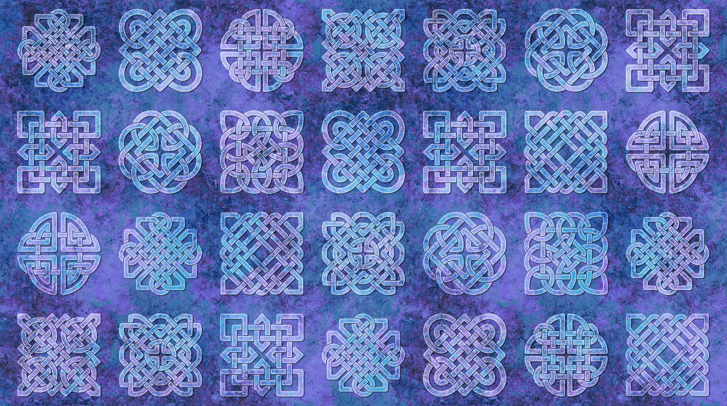 Celtic Roots by Linda Ludovico Sold as an approximently 28“ Panel Purple/Multi Repeat Cut (We will cut on the lines) DP27272-88 Cotton Woven Panel