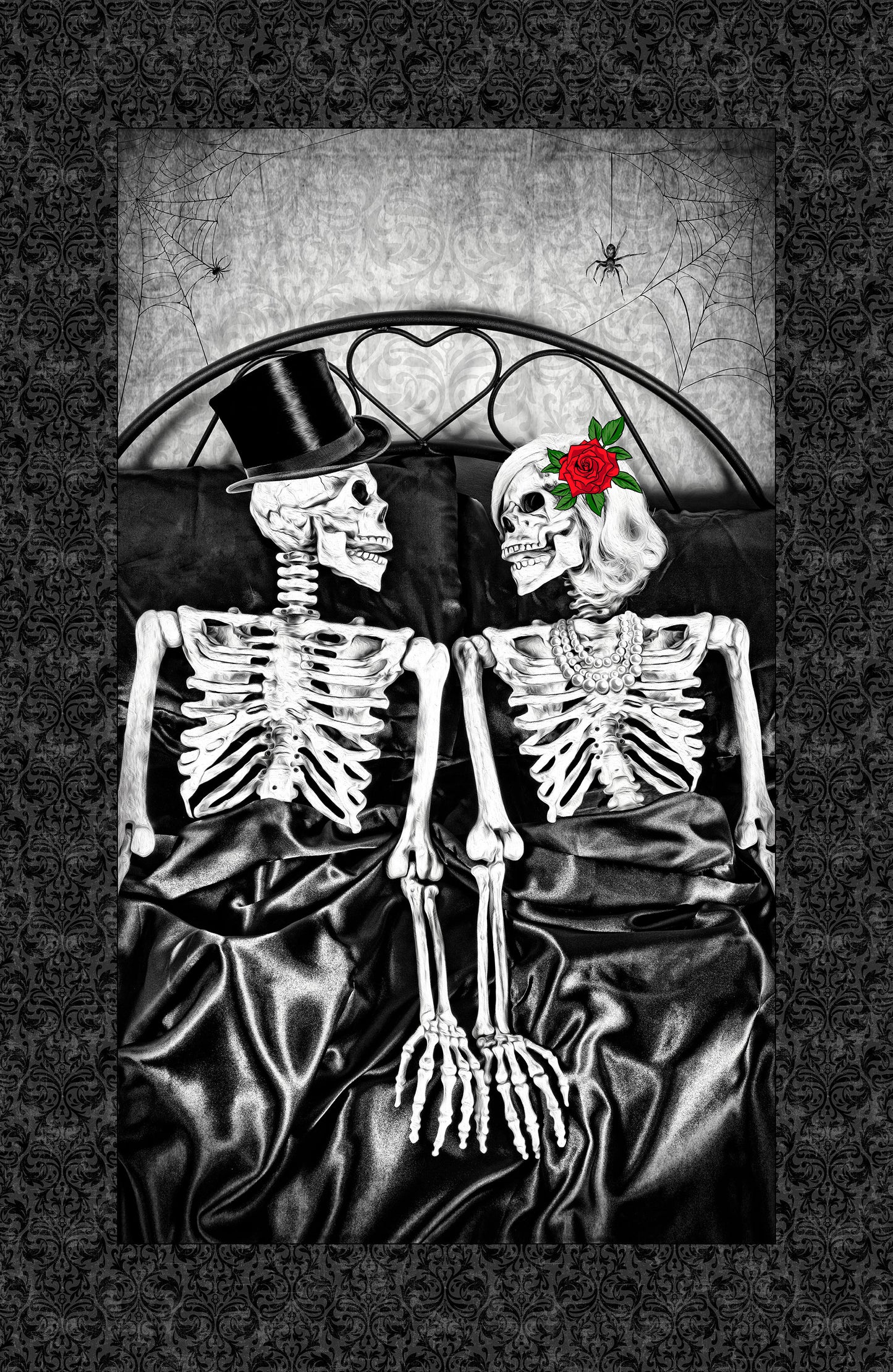 'Till Death Us Do Part by Deborah Edwards 28" Panel Black DP28110-99 Cotton Woven Panel