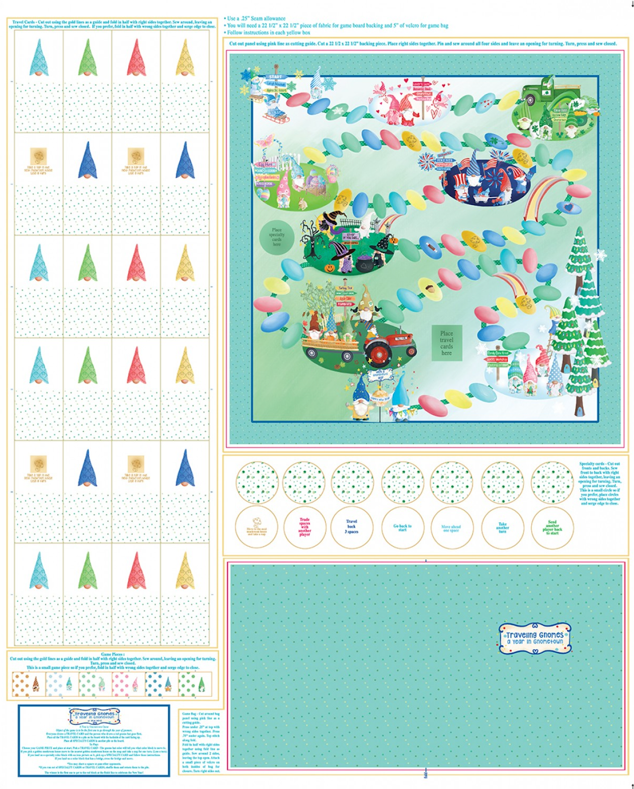 Gnome Land by Andi Metz 35" Panel Game 14144B-99 Fabric