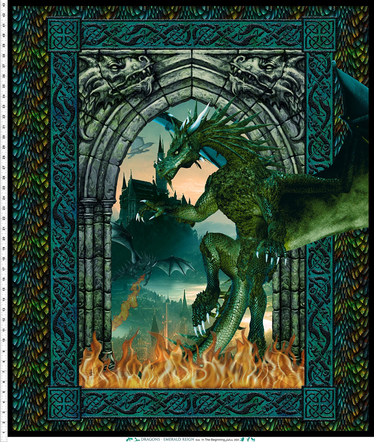 Dragons Emerald Reign 36" Panel 20DRG.1 Cotton Woven Panel