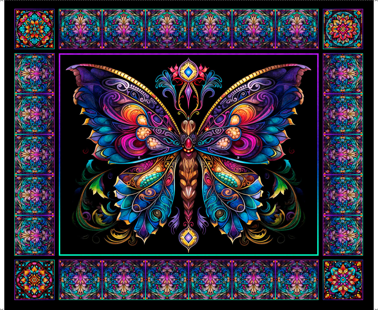 Night Flight by Morris Creative Group 36" Panel Butterly Multi    30750X Cotton Woven Panel