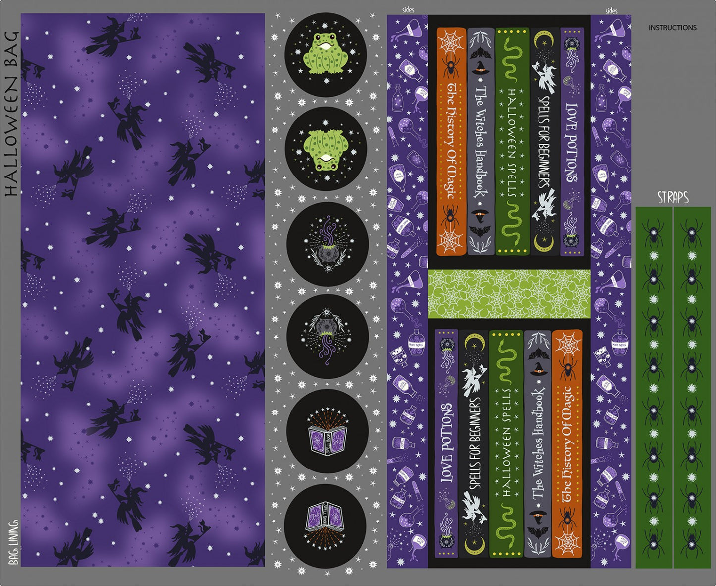 Cast A Spell 36" Panel Halloween Bag A724 Cotton Woven Panel