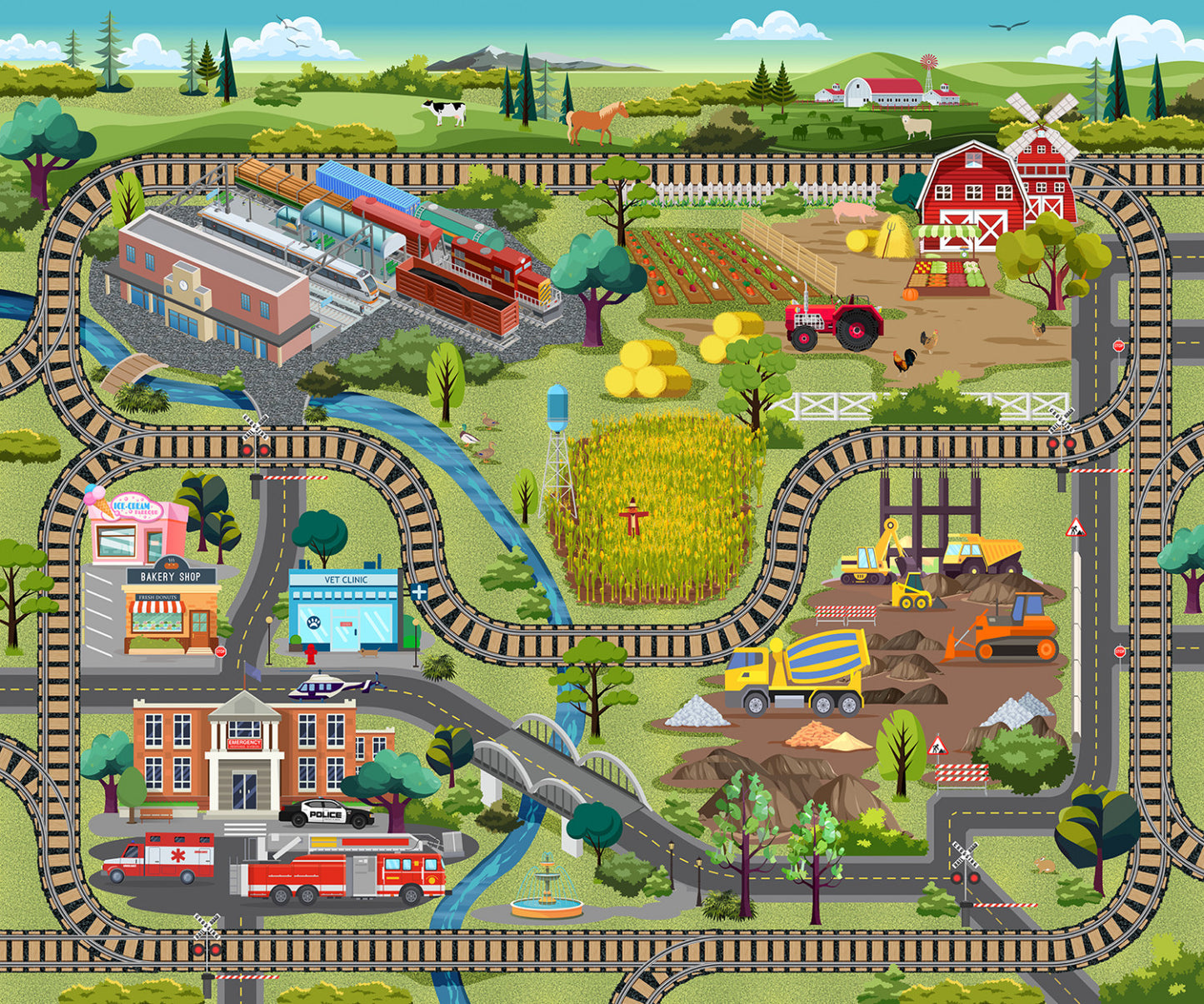 PREORDER ITEM - EXPECTED MAY 2025: Let's Go Digital 36" Panel Playmat Canvas Multi Color Y4462-55 Cotton Woven Panel