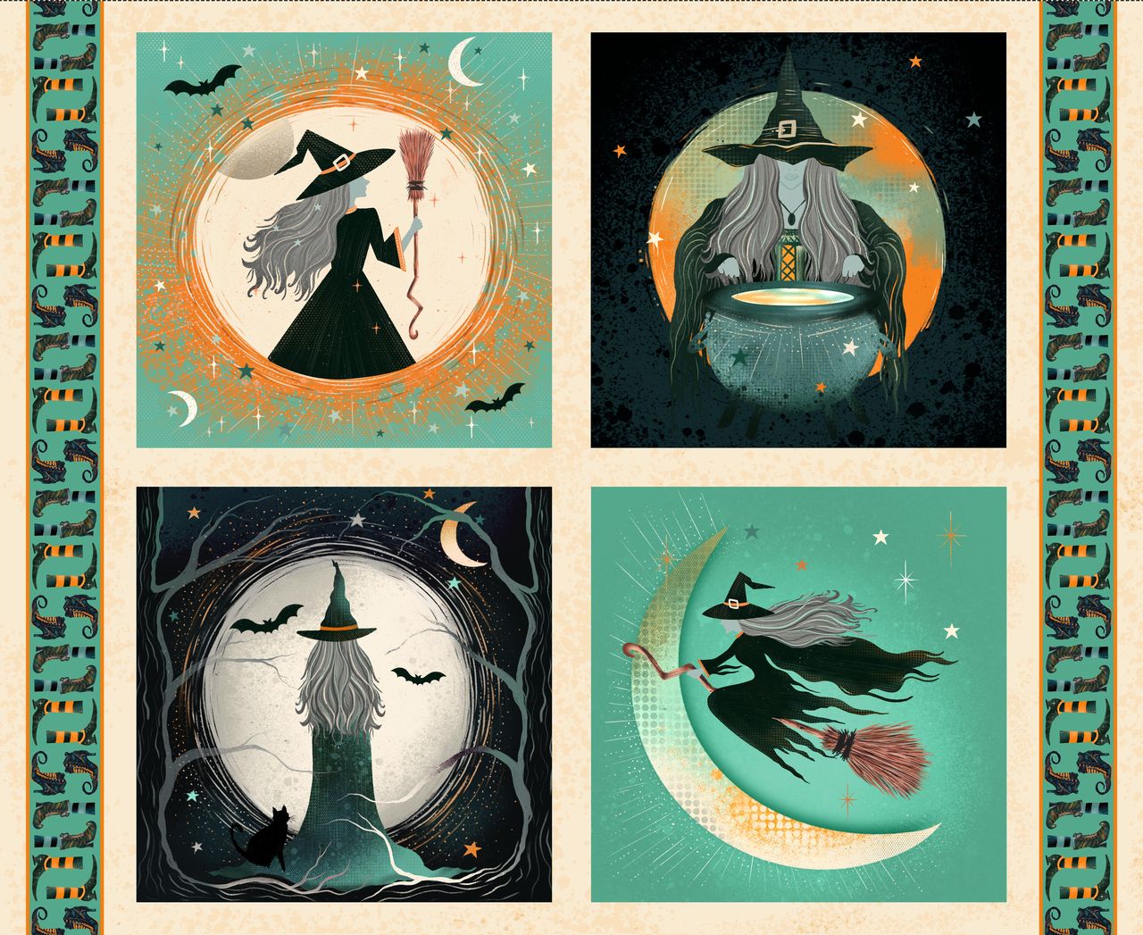 Witchy Wicked Witch 36" Block Panel 4870B-41 by Rose Halsey