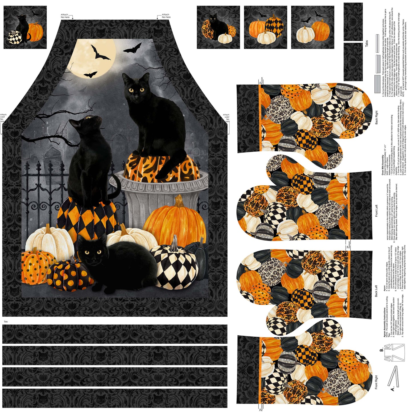 Hallow's Eve by Cerrito Creek Studio 43" Panel Apron Black DP27081-99 Cotton Woven Panel