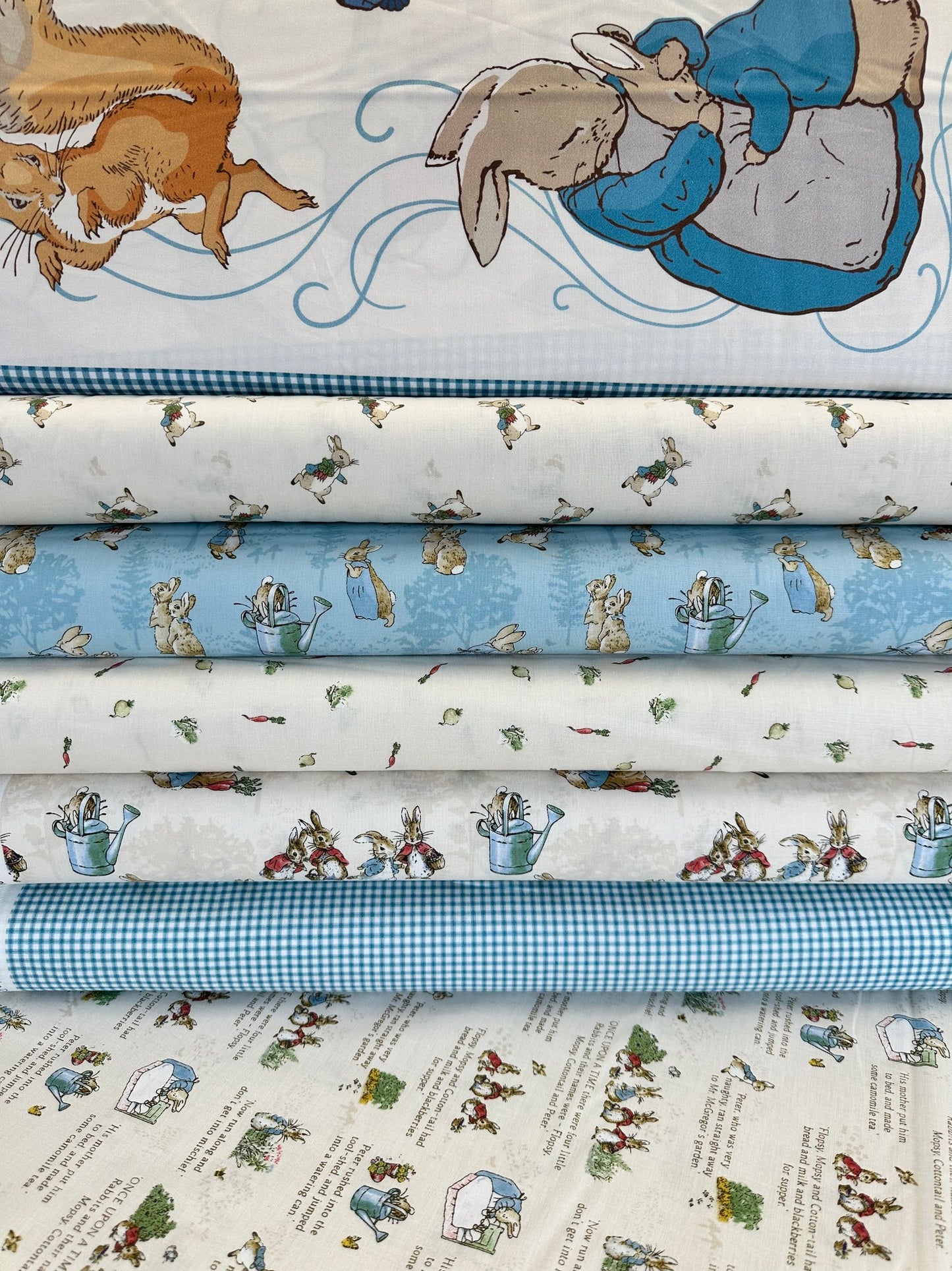 Licensed The Tale Of Peter Rabbit Gingham Blue C14704-BLUE Cotton Woven Fabric
