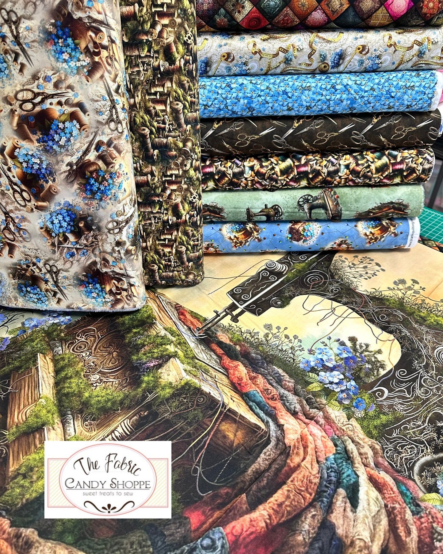 Forget Me Not by Marilyn Lee Thread and Moss 4282-60 Cotton Woven Fabric