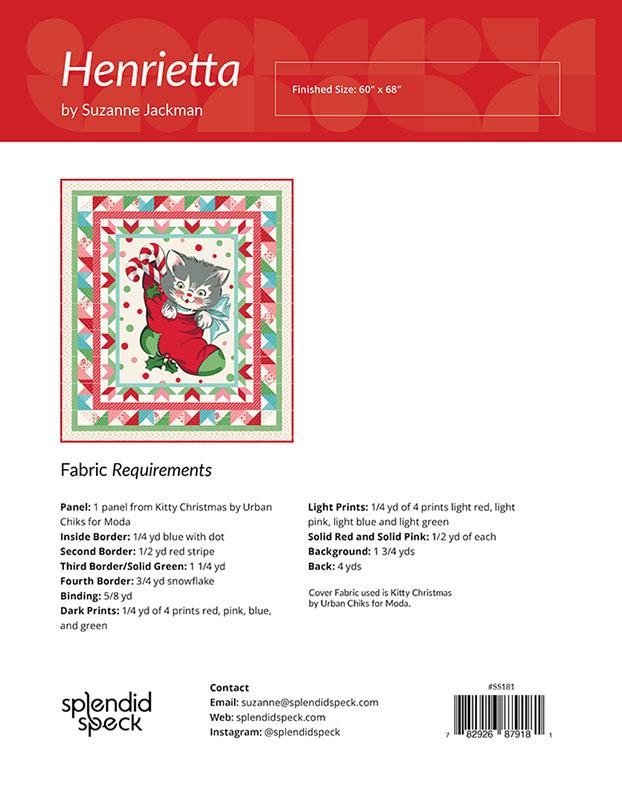 Henrietta by Suzanne Jackman of Splendid Speck Quilt Pattern SS181