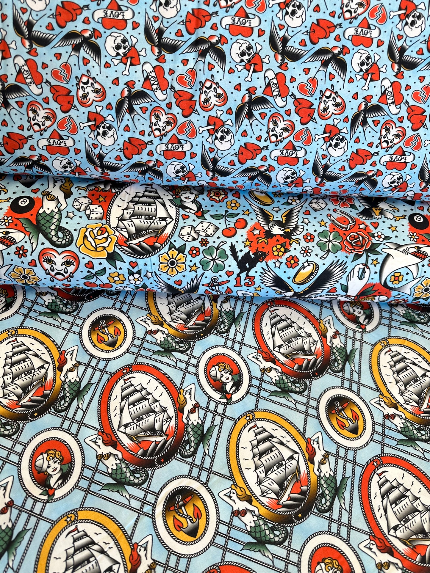 Timeless Tattoos Timeless Tattoos Blue 18325888 Blue 118" Wideback Cotton Woven