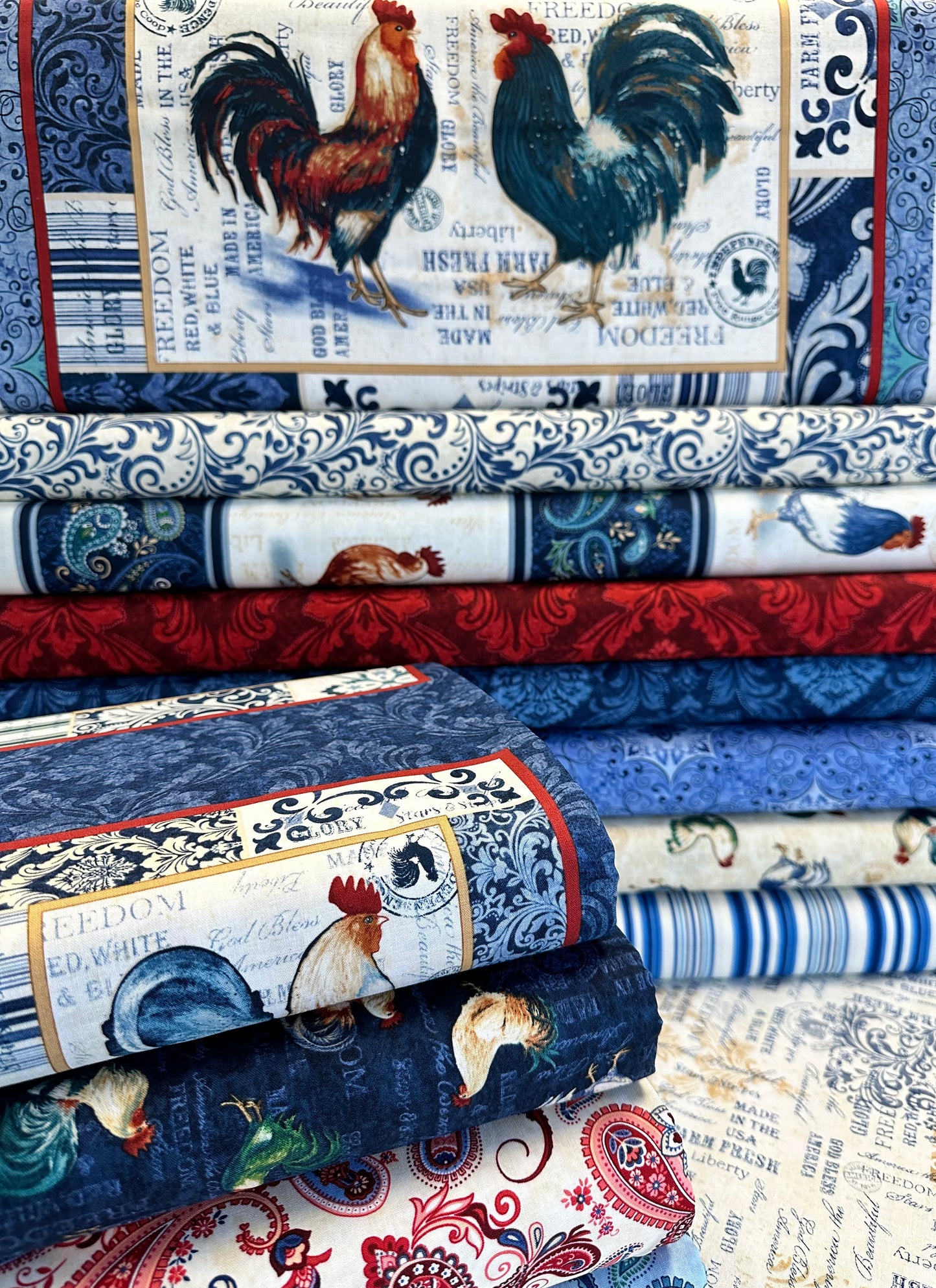 American Pride by Geoff Allen Damask Red 7920-88 Cotton Woven Fabric