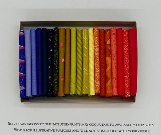 Curated Fat Quarters  Andover Rainbow Bundle of 20 - Quilt Shop Quality Cotton Fabric  Bundle