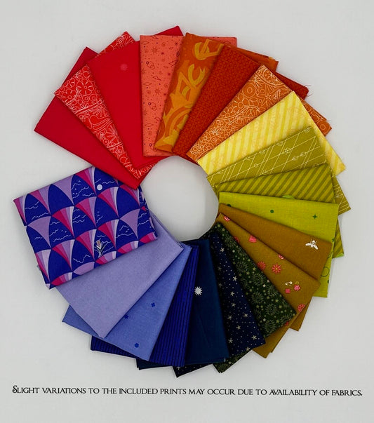 Curated Fat Quarters  Andover Rainbow Bundle of 20 - Quilt Shop Quality Cotton Fabric  Bundle