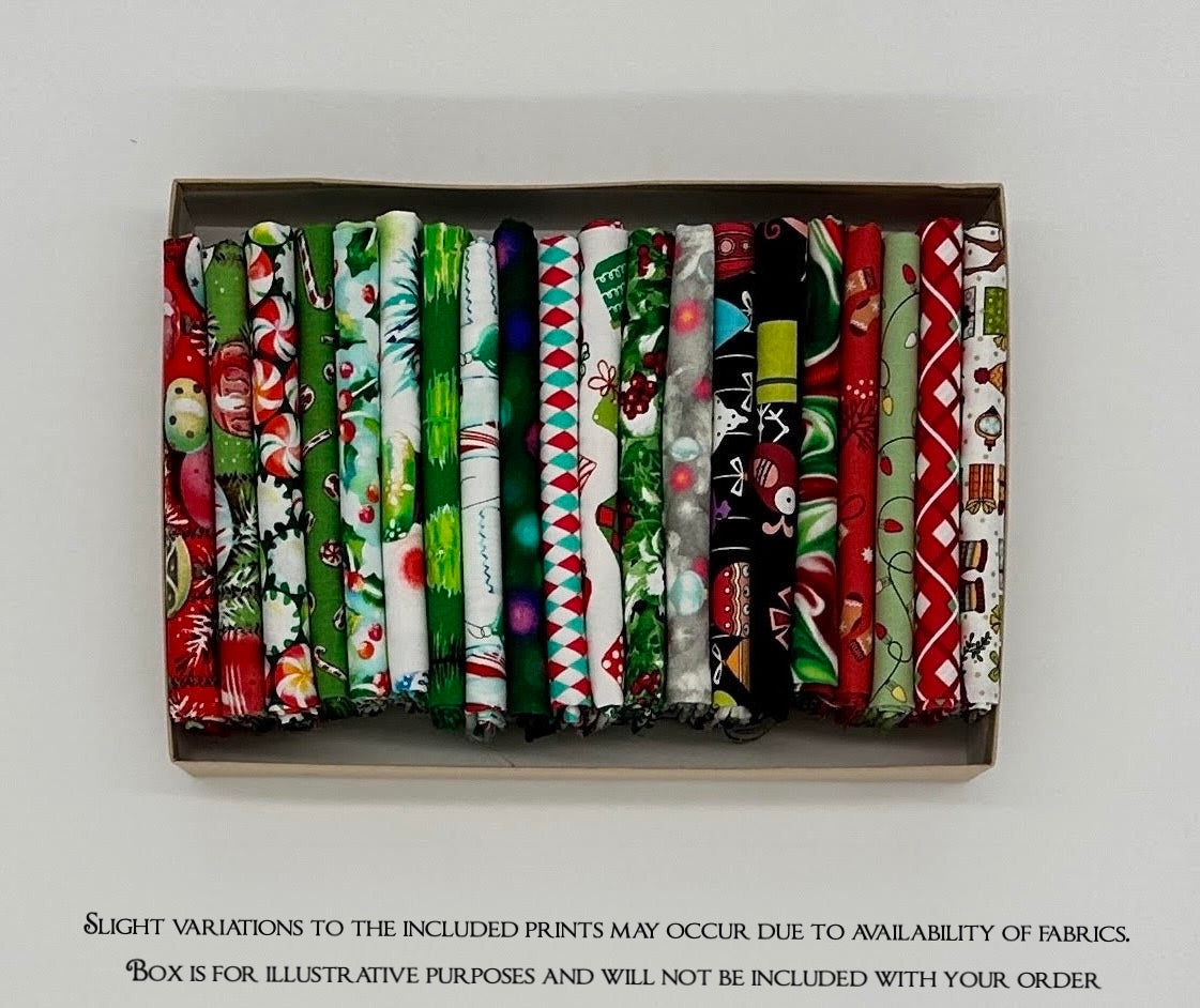 Curated Fat Quarters Assorted Christmas Bundle of 20 - Quilt Shop Quality Cotton Fabric