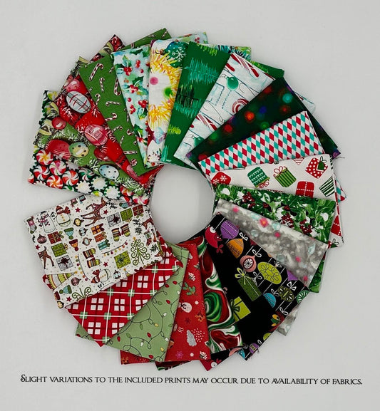 Curated Fat Quarters Assorted Christmas Bundle of 20 - Quilt Shop Quality Cotton Fabric