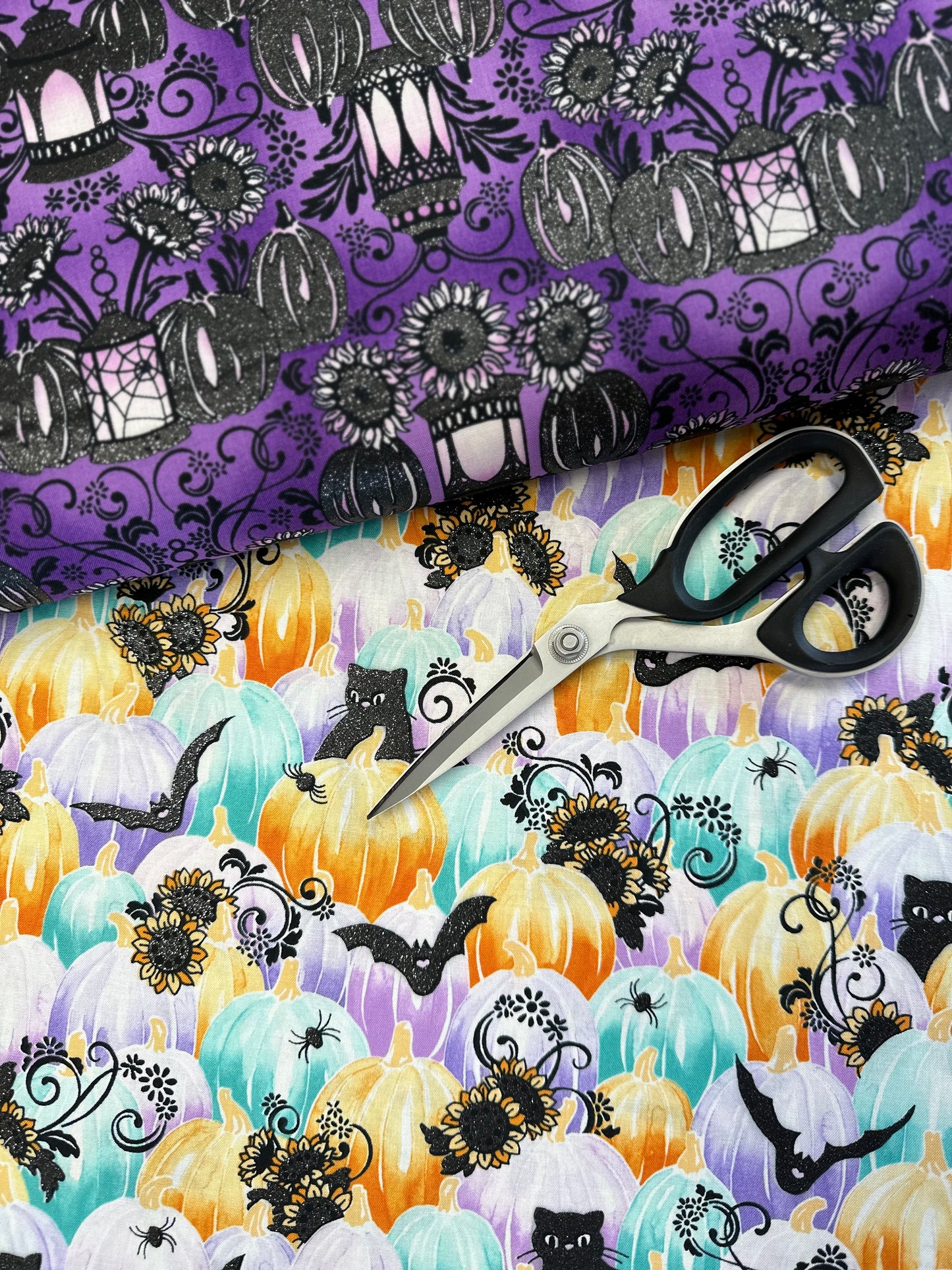 Bat-tastic by Vanessa Lillrose & Linda Fitch Lanterns Grape w/Glitter    WELM2170718 Cotton Woven Fabric