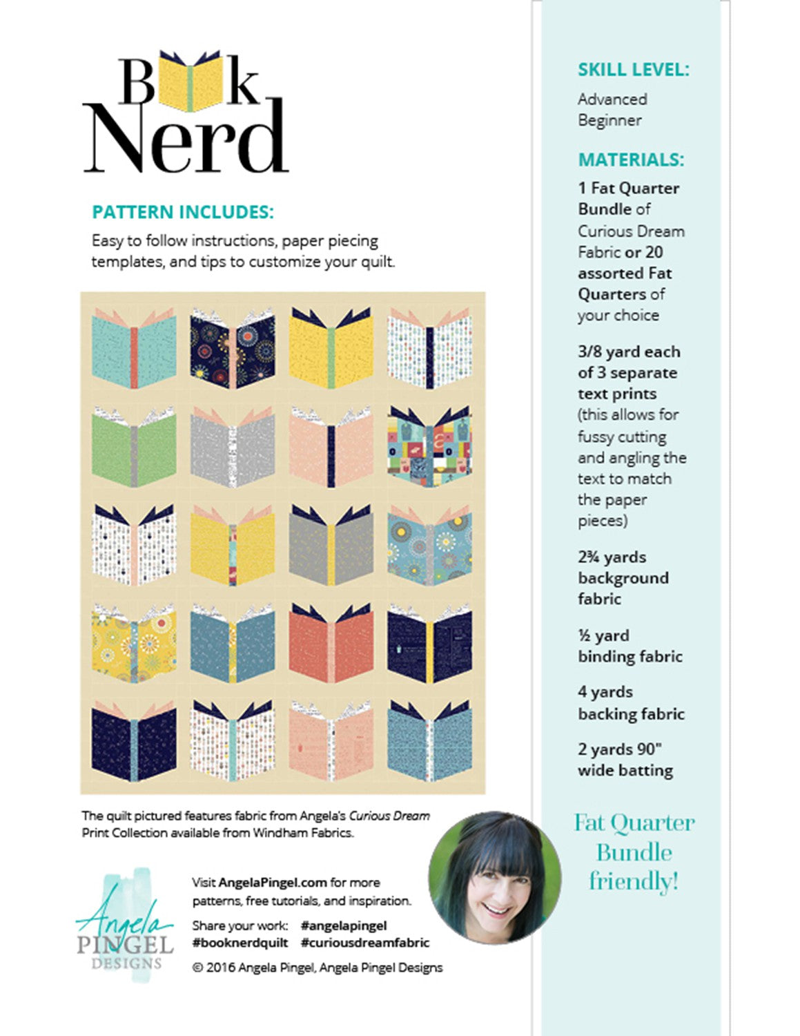 Lilypad Book Nerd Quilt Pattern Designed by Angela Pingel of Angela Pingel Designs PBN105