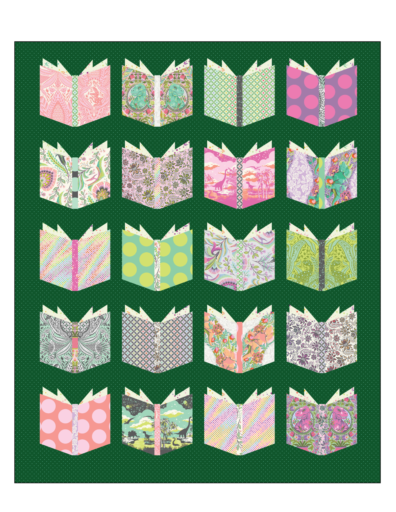 Roar! by Tula Pink  Lilypad Book Nerd Quilt Kit & Pattern with USA Shipping Included in Price    LilypadBookNerd Kit