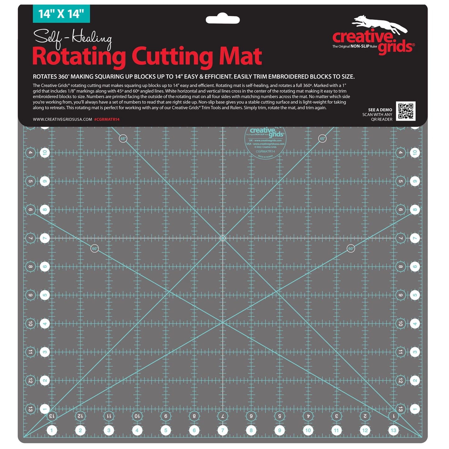 Self-Healing Rotating Rotary Cutting Mat 14in x 14in CGRMATR14