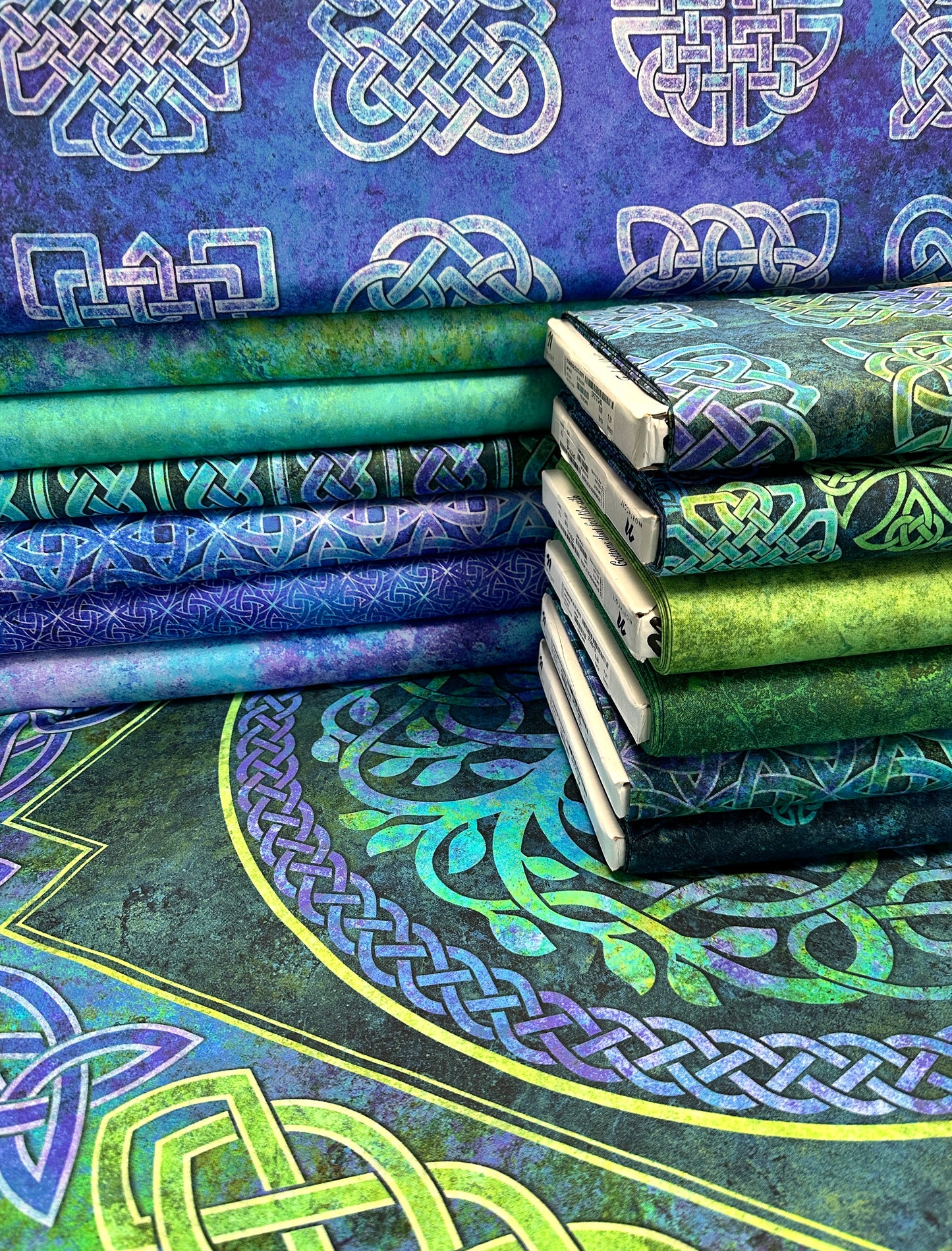 Celtic Roots by Linda Ludovico Sold as an approximently 28“ Panel Purple/Multi Repeat Cut (We will cut on the lines) DP27272-88 Cotton Woven Panel