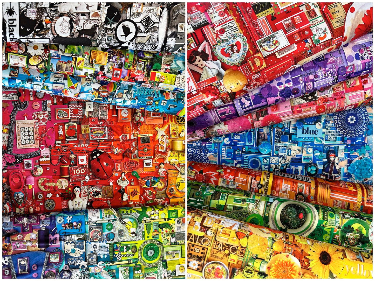 Color Collage 2 Digitally Printed by Shelley Davies Black & White Collage DP25231-99 Cotton Woven Fabric