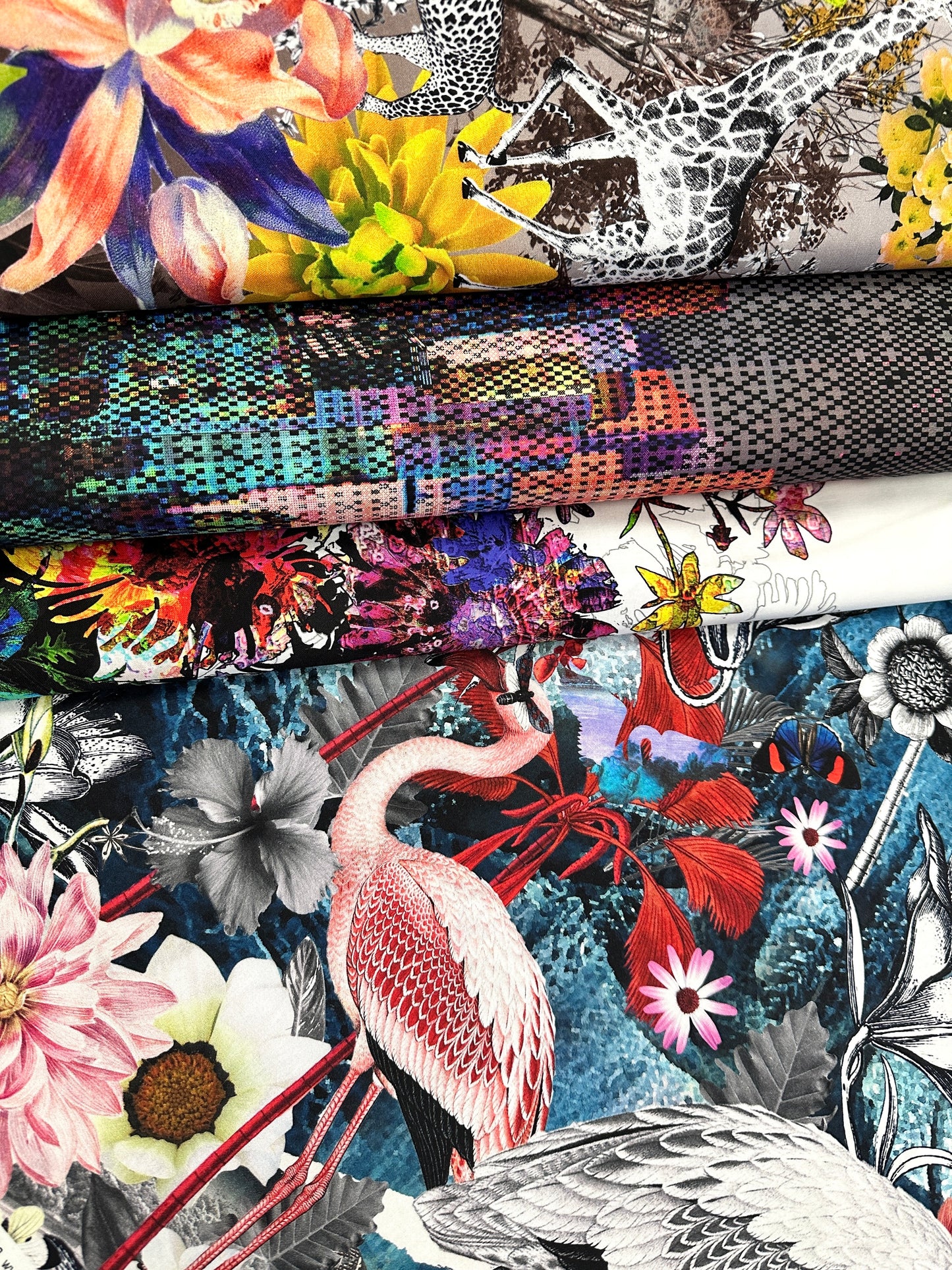 Concrete Jungle A Hoffman Spectrum Print Flamingo V5324H-264 Cotton Woven Fabric