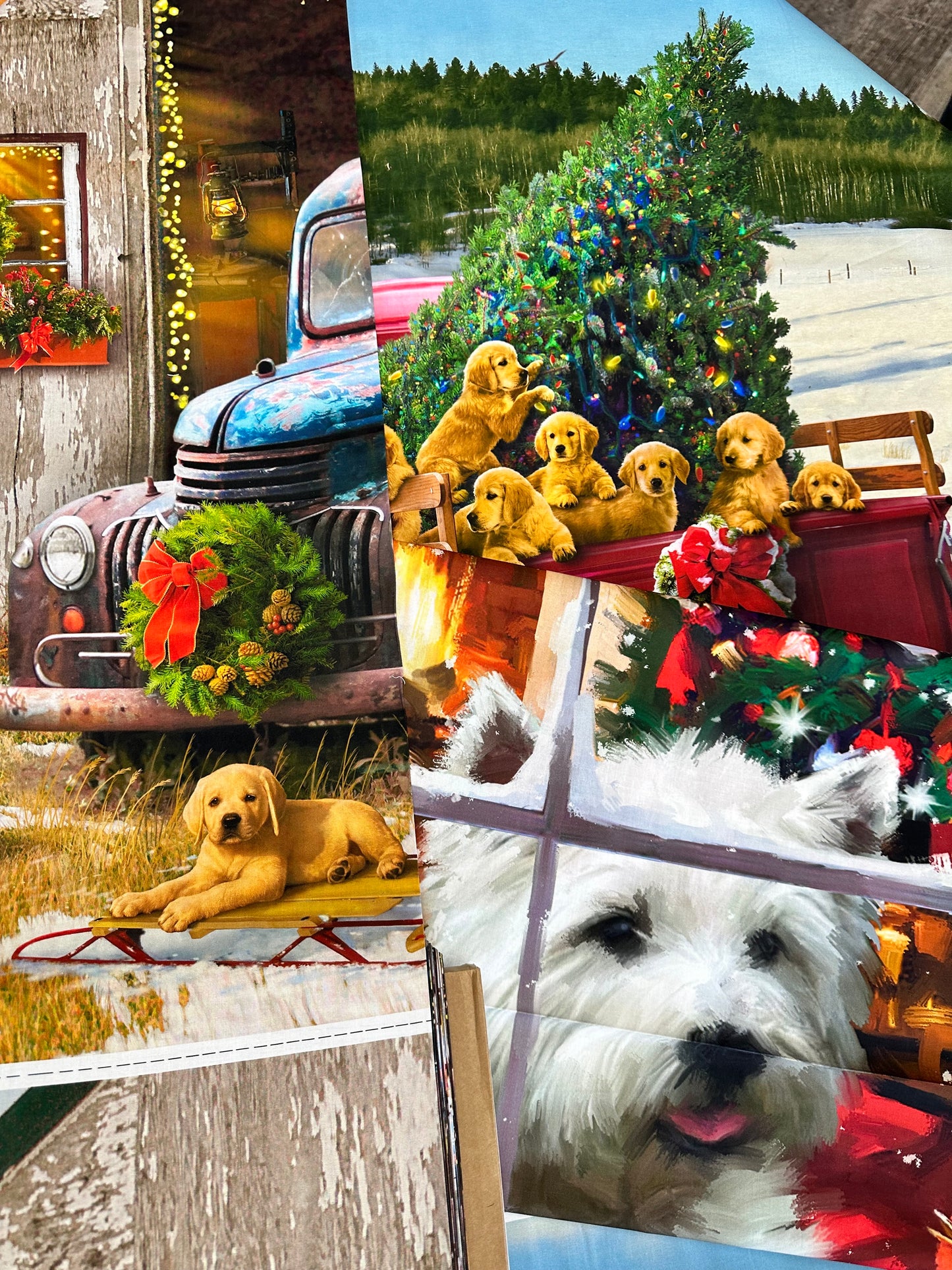 Doggies! 35.5" Panel Christmas Truck with Dogs Digitally Printed GG00593C1 Cotton Woven Panel