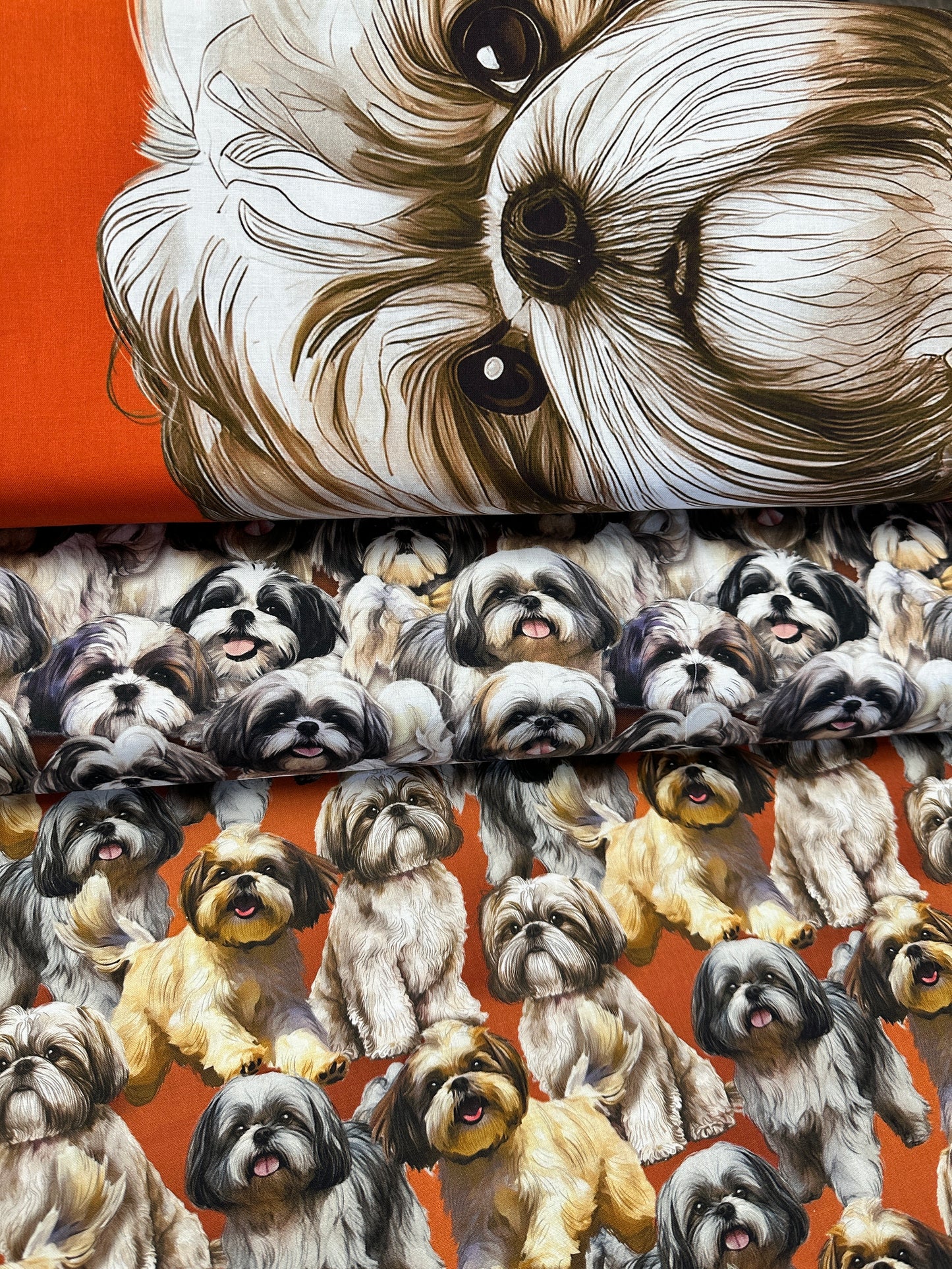 Doggies! 35.5" Panel Shih Tzu  DX-4824-3C-1 Cotton Woven Panel