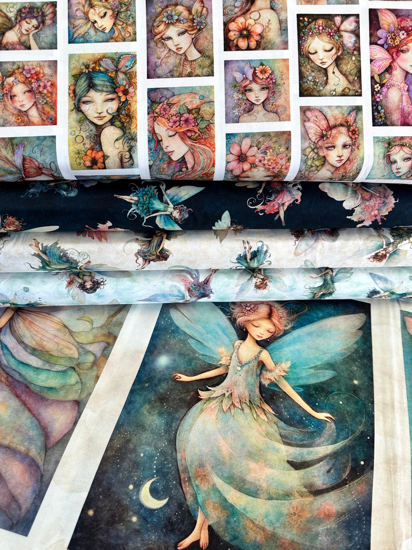 Enchanted by Morris Creative Group Fairy Toss Midnight 30761W Cotton Woven Fabric