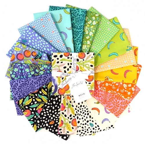 Tula Pink Monkey Wrench Ribbit Mango PWTP137.Mango Cotton Woven Fabric