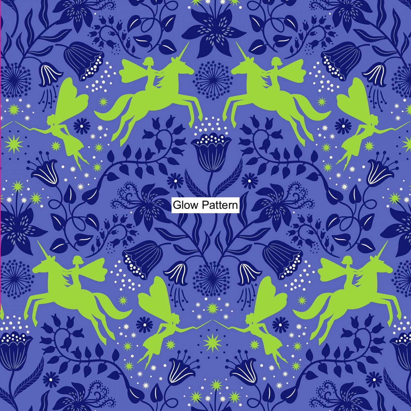 Glow Fairies (Glow in the Dark) Fairy Friends Magical Blue A868.3 Cotton Woven Fabric