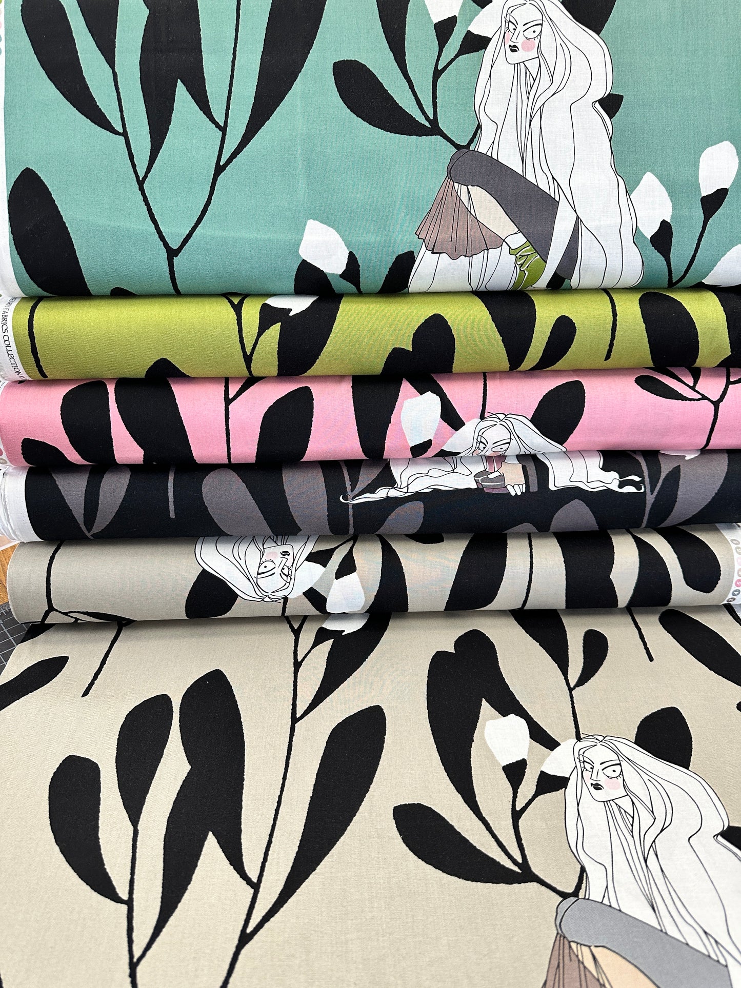 A Ghastlie Hex Glance Smoke 9065c Sold as a 23” Repeat Cut Panel Cotton Woven Fabric