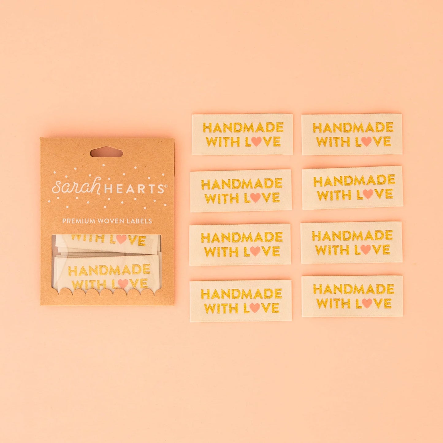 Sew In Labels Handmade with Love by Sarah Hearts Pack of 8 100% polyester LC184