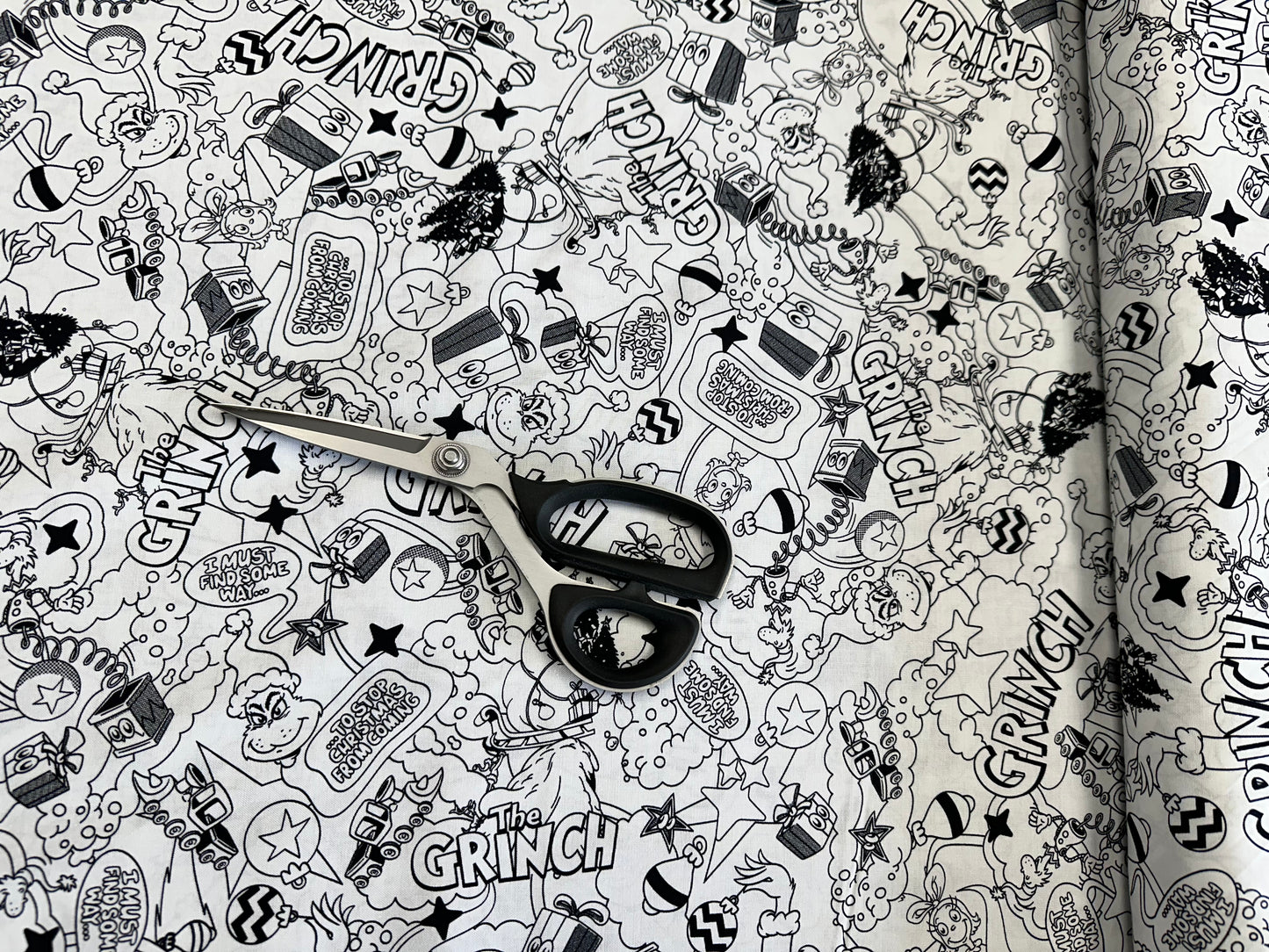 Licensed How the Grinch Stole Christmas by Dr. Seuss Enterprises White ADED-23099-1 Cotton Woven Fabric