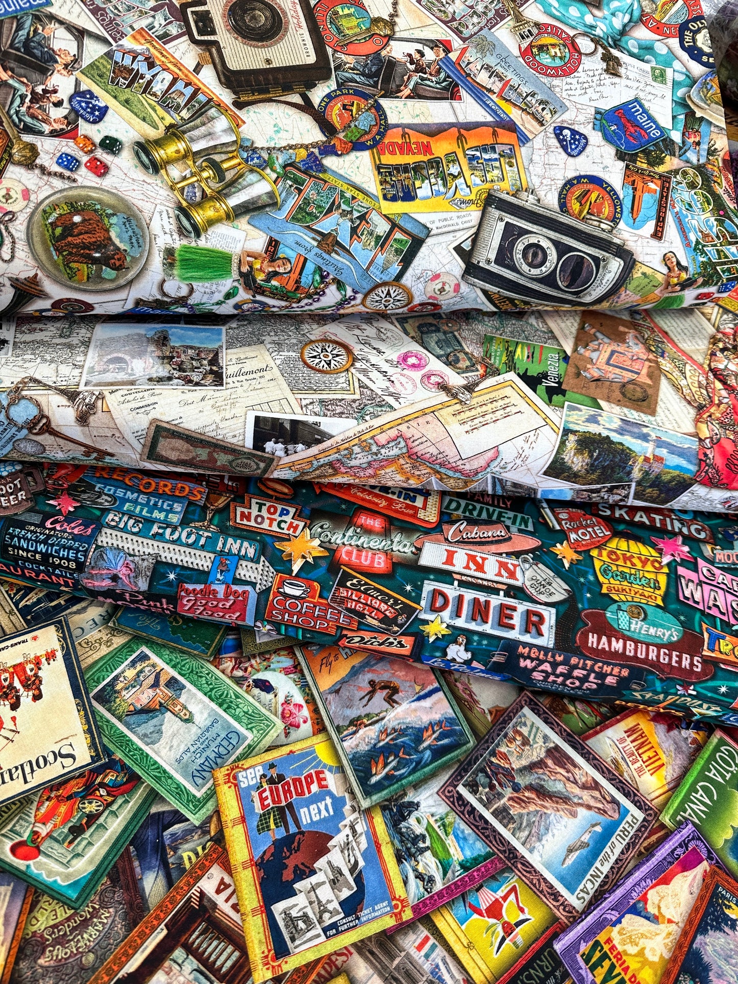 Vintage Voyage by Aimee Stewart Travel Vintage ATXD-23072-200 Cotton Woven Fabric