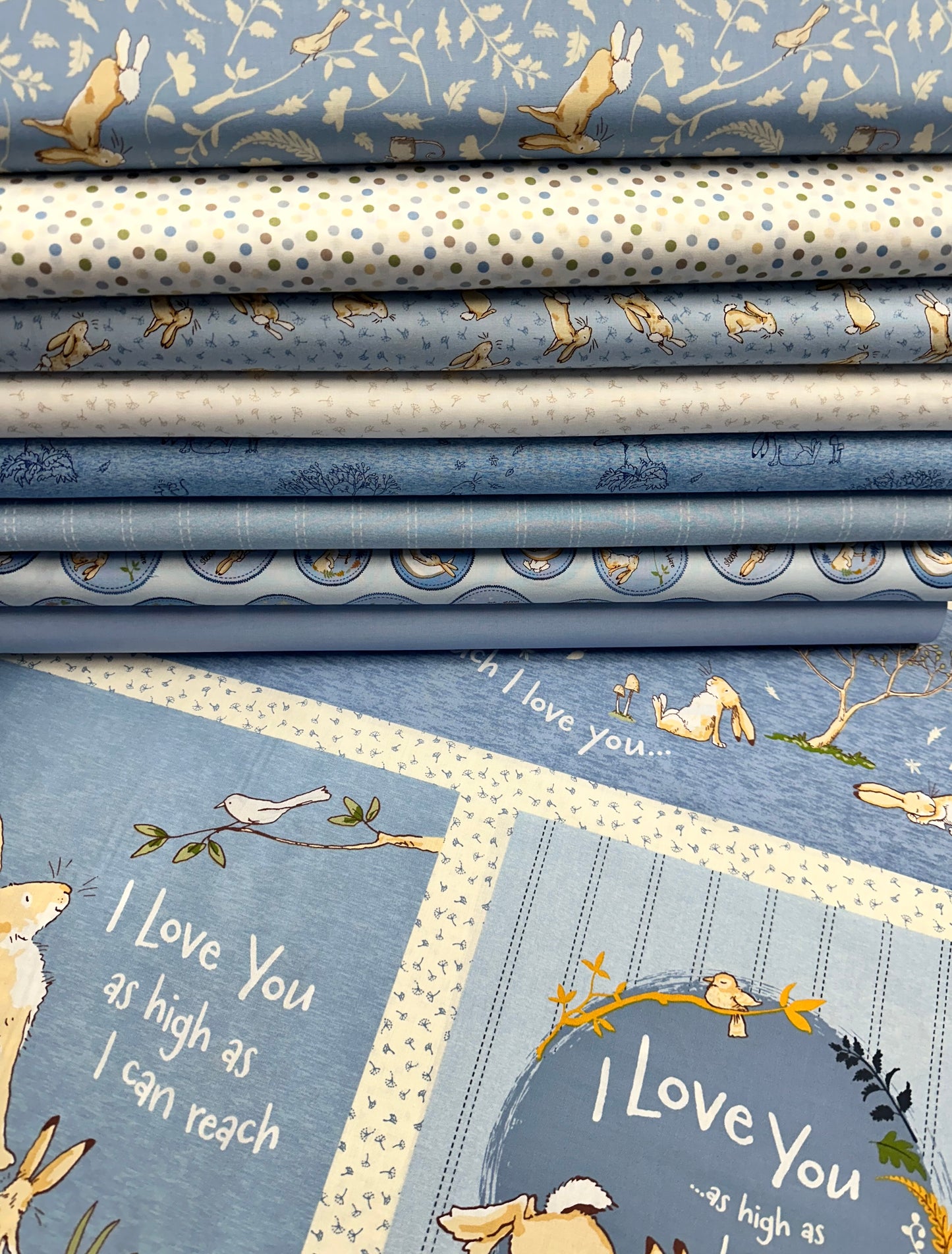Licensed Guess How Much I Love You 2024 Denim 5" Squares Bundle of 42 SQ0478 Bundle