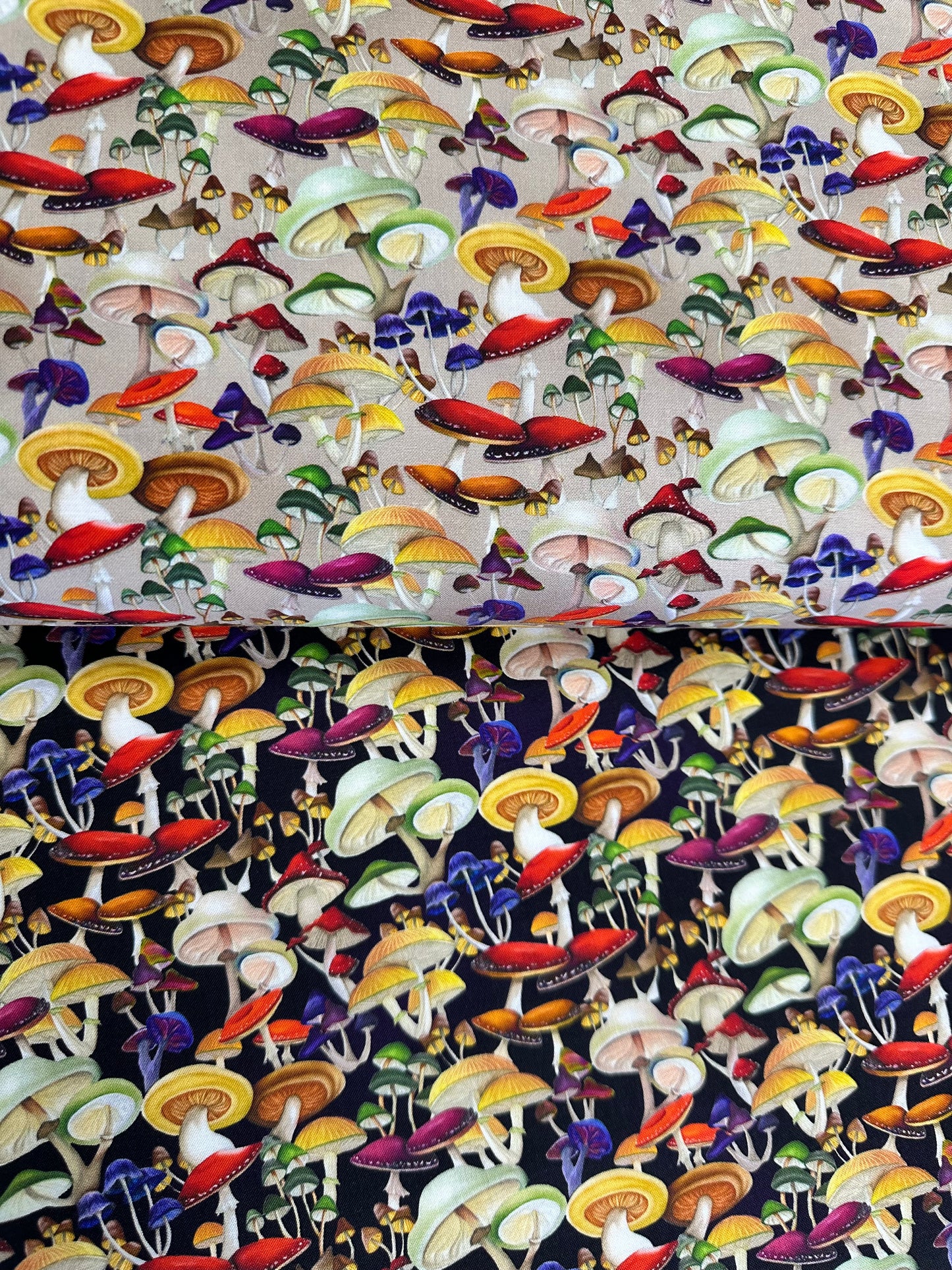 Bird Song Digital by Cedar West Collection Mushrooms Taupe Y4515-62 Cotton Woven Fabric