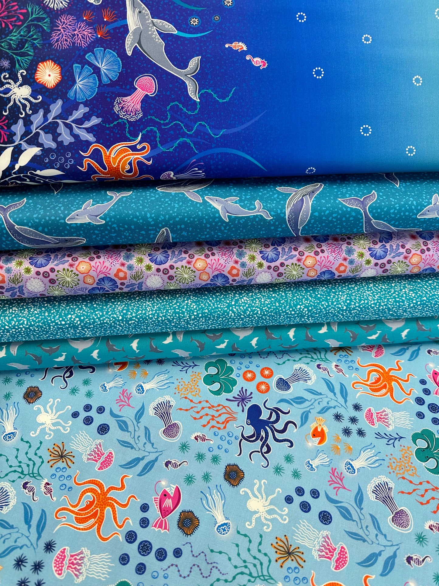 Ocean Glow (Glow in the Dark) Under the Sea Light Blue A779.1 Cotton Woven Fabric