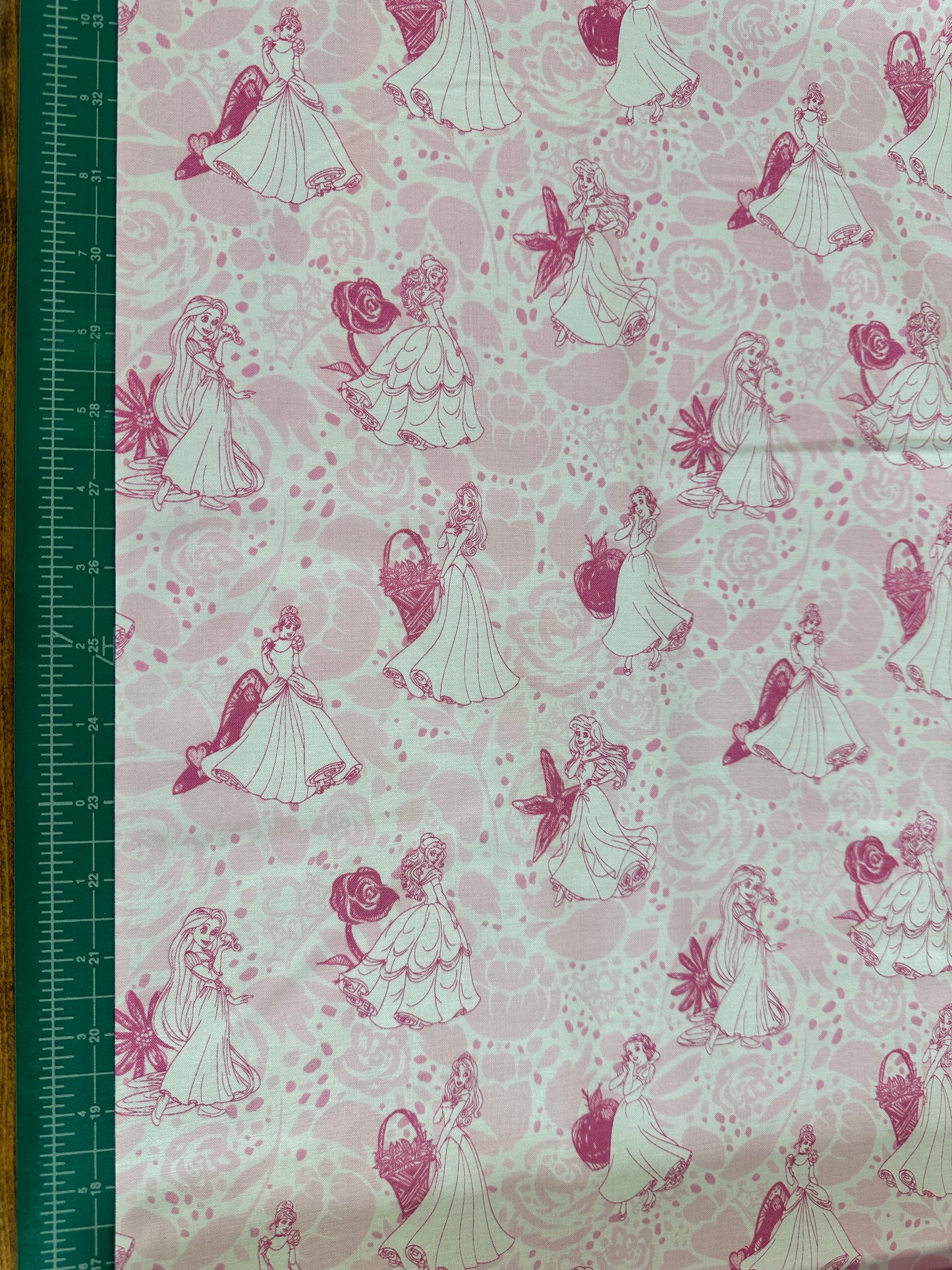 Licensed Disney Princess Lines Pink Cotton Woven Fabric
