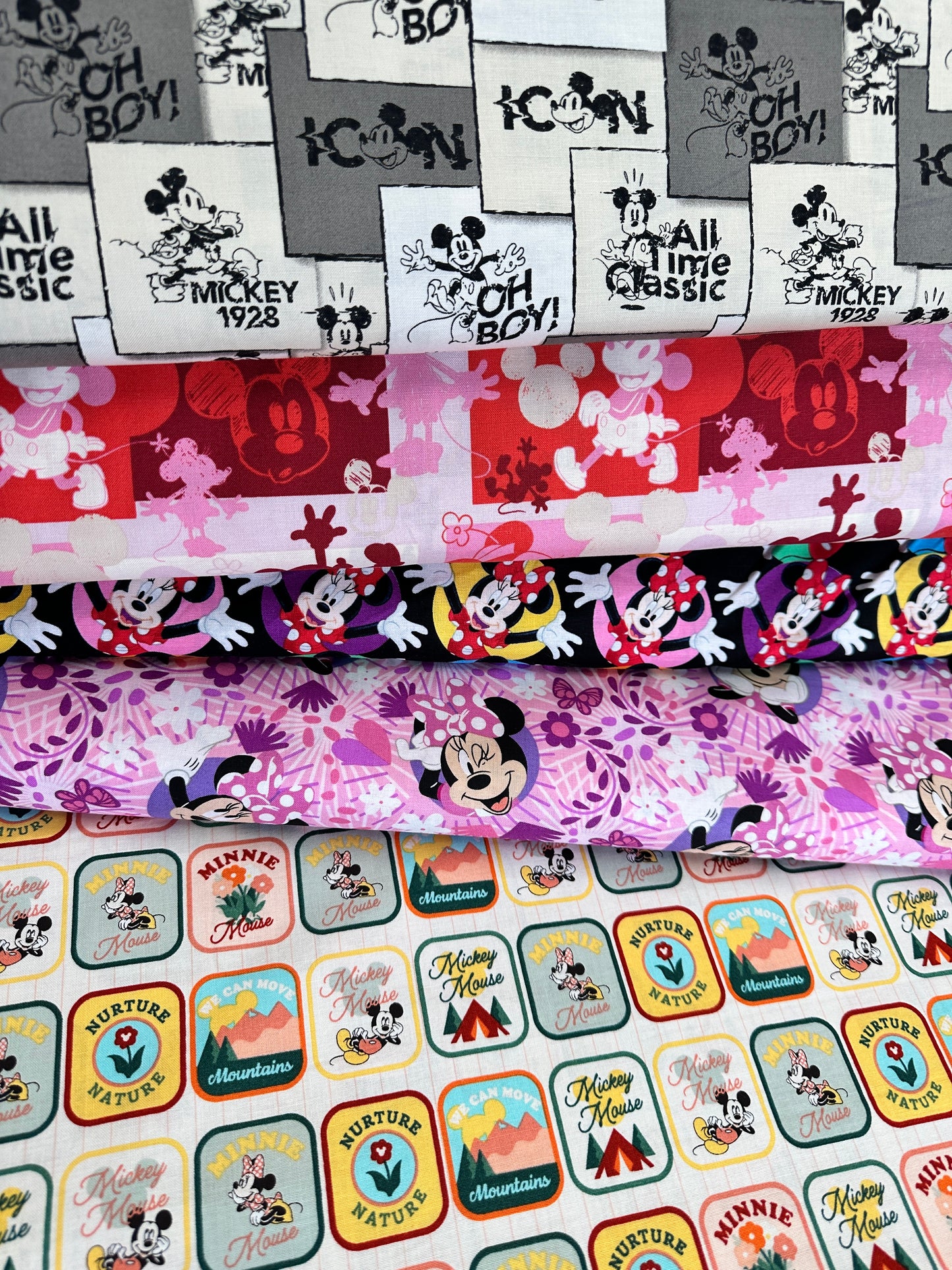 Licensed Prints Mickey and Minnie Pink 80470-A62078 Cotton Woven Fabric